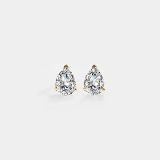 Perimade & Co. LLC - Pear-Cut Moissanite Stud Earrings in 925 Sterling Silver: Gold / 4.0 ct