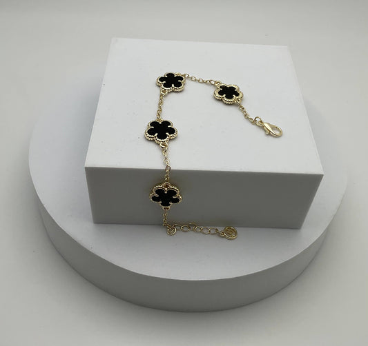 Assorted Coloured Clover Station Bracelets: Lapis & Mother Of Pearl