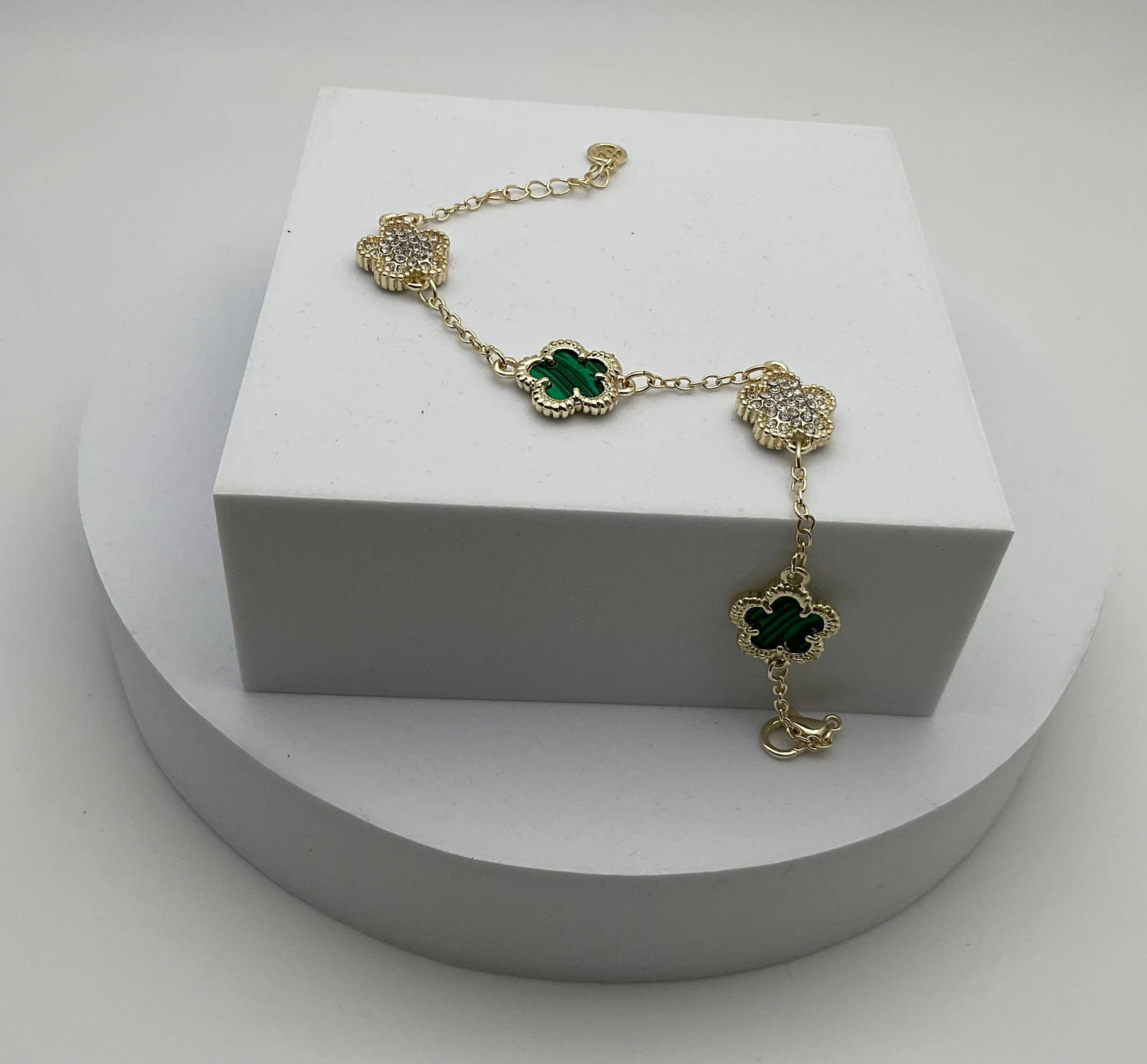 Assorted Coloured Clover Station Bracelets: Lapis & Mother Of Pearl