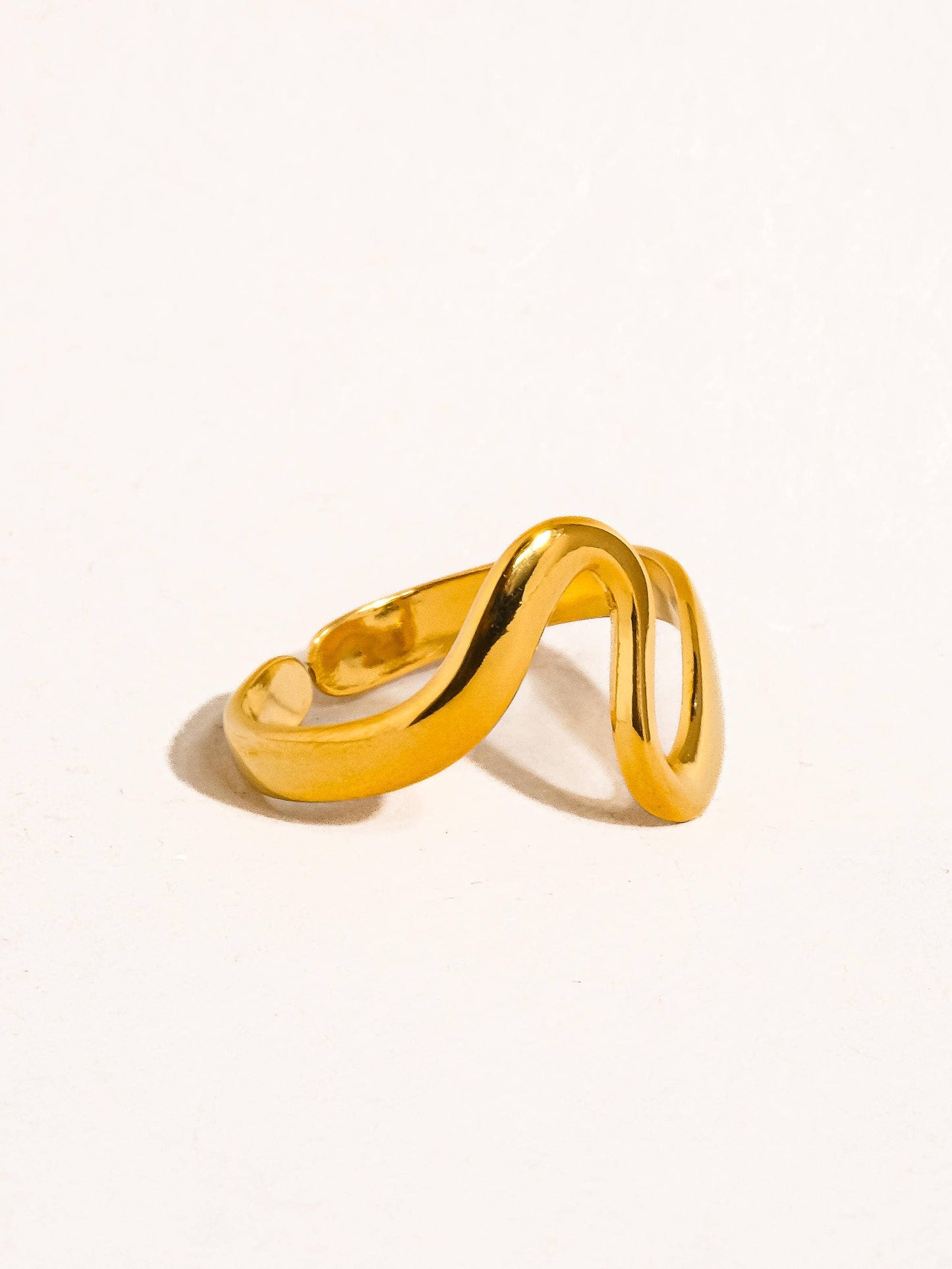 Arther 18K Gold Non-Tarnish Abstract Thin Ring: Yellow Gold
