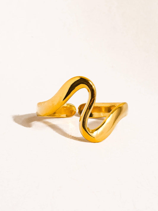 Arther 18K Gold Non-Tarnish Abstract Thin Ring: Yellow Gold