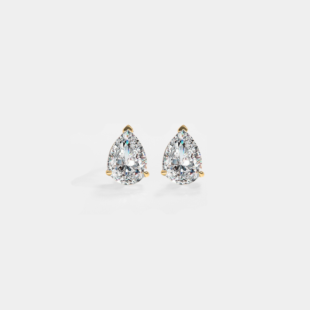 Perimade & Co. LLC - Pear-Cut Moissanite Stud Earrings in 925 Sterling Silver: Gold / 4.0 ct