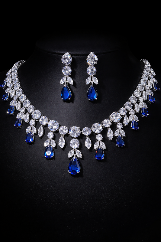 Elegant Blue Zircon Bridal Jewelry Set