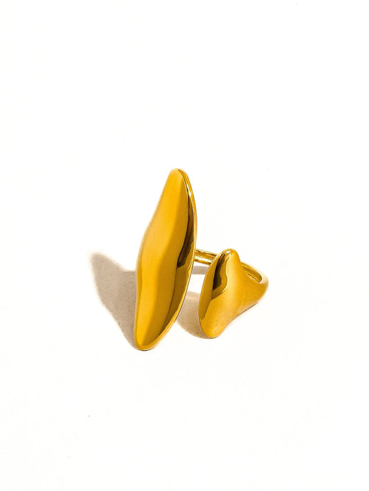 Danielle 18K Gold Non-Tarnish Abstract Statement Ring: Yellow Gold