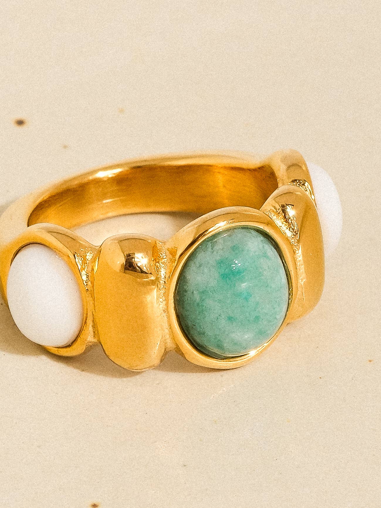 Laurent 18K Gold Non-Tarnish Natural Stone Ring: Blue / 7